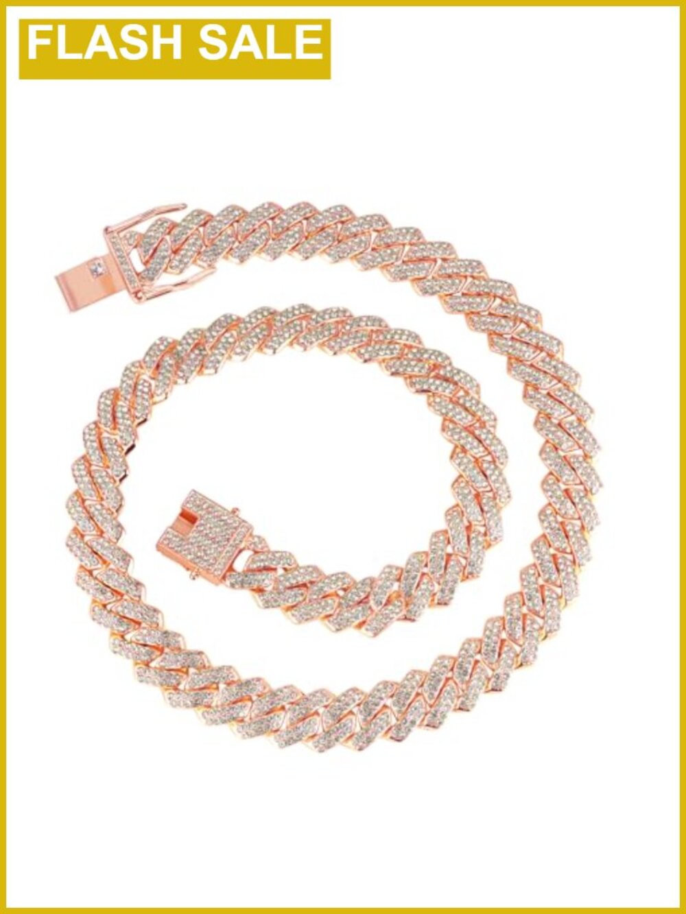 Mens Cuban Link Chain Necklace Iced Out Hip Hop Jewelry 13mm Alloy